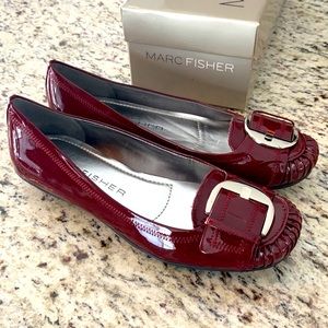 Marc Fisher dark red patent flats. Size 6. New in box.